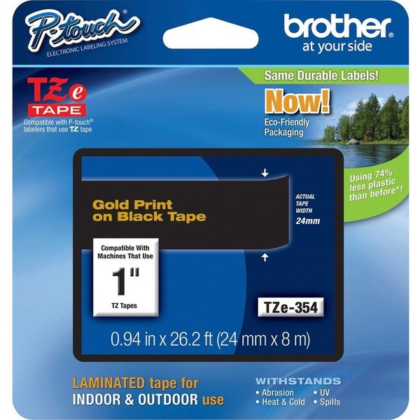 Brother Cartridge, Tape, 1""-Gd/Bk BRTTZE354